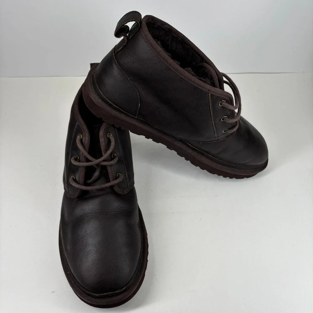 UGG Neumel Men's US‎ 13 China Tea Leather Wool Lined Casual Chukka Boot 1008908